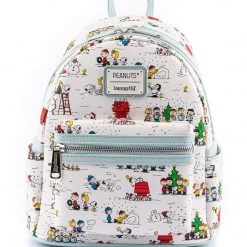 Loungefly Peanuts Happy Holidays AOP Mini Backpack Loungefly In Stock