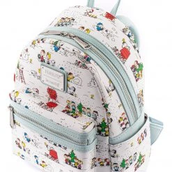 Loungefly Peanuts Happy Holidays AOP Mini Backpack Loungefly In Stock