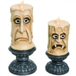Transpac Light Up Spooky Candles Set Of 2 Collectibles