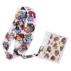 Loungefly Disney Princess Floral Tattoo Lanyard With Card Holder & 4 Pins